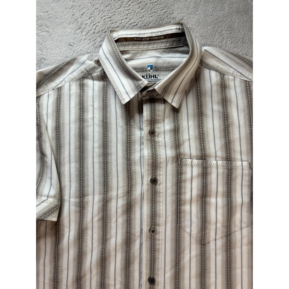 Kuhl Born In The Mountains Men's Sz M Striped Short Sleeve Button Up Shirt